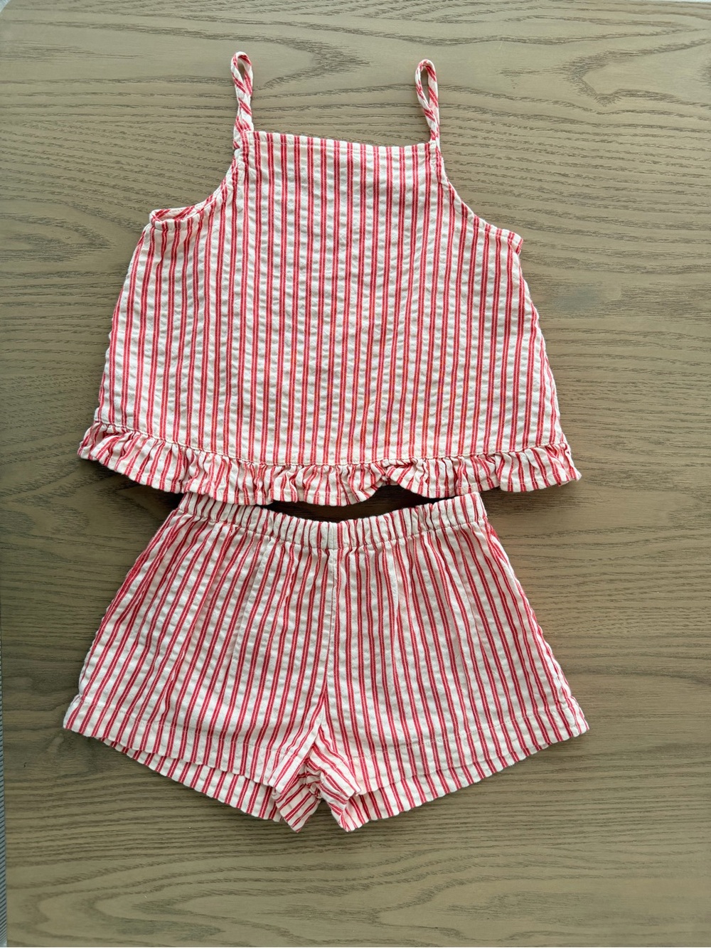 H&M Red and White Striped Girls Two-Piece Tank Top & Shorts Set